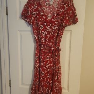 NAIF Red Floral Midi Dress